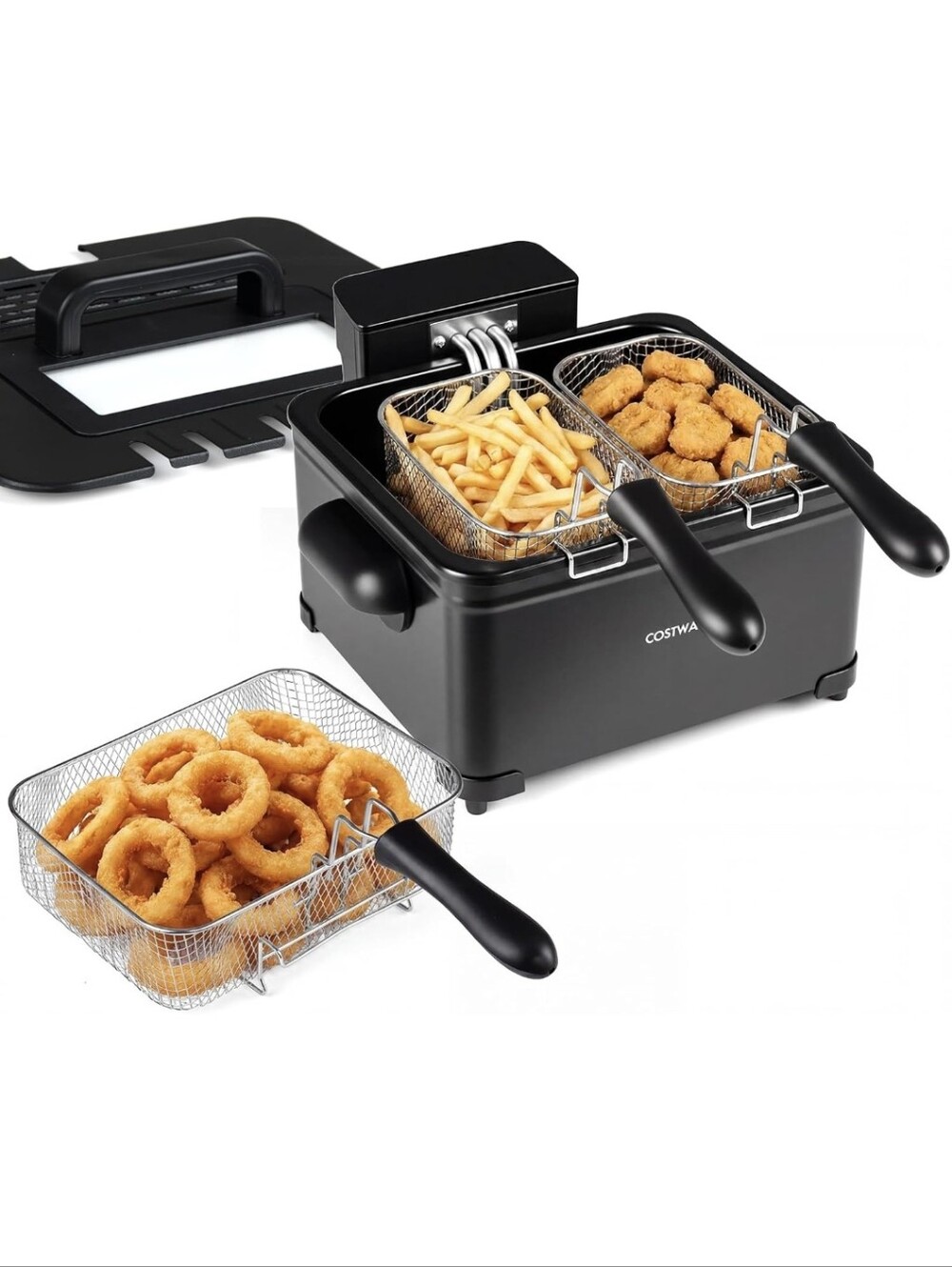 COSTWAY Deep Fryer w/Touch Screen, 5.3-Qt/5L Electric Fryer, 1700W, Black